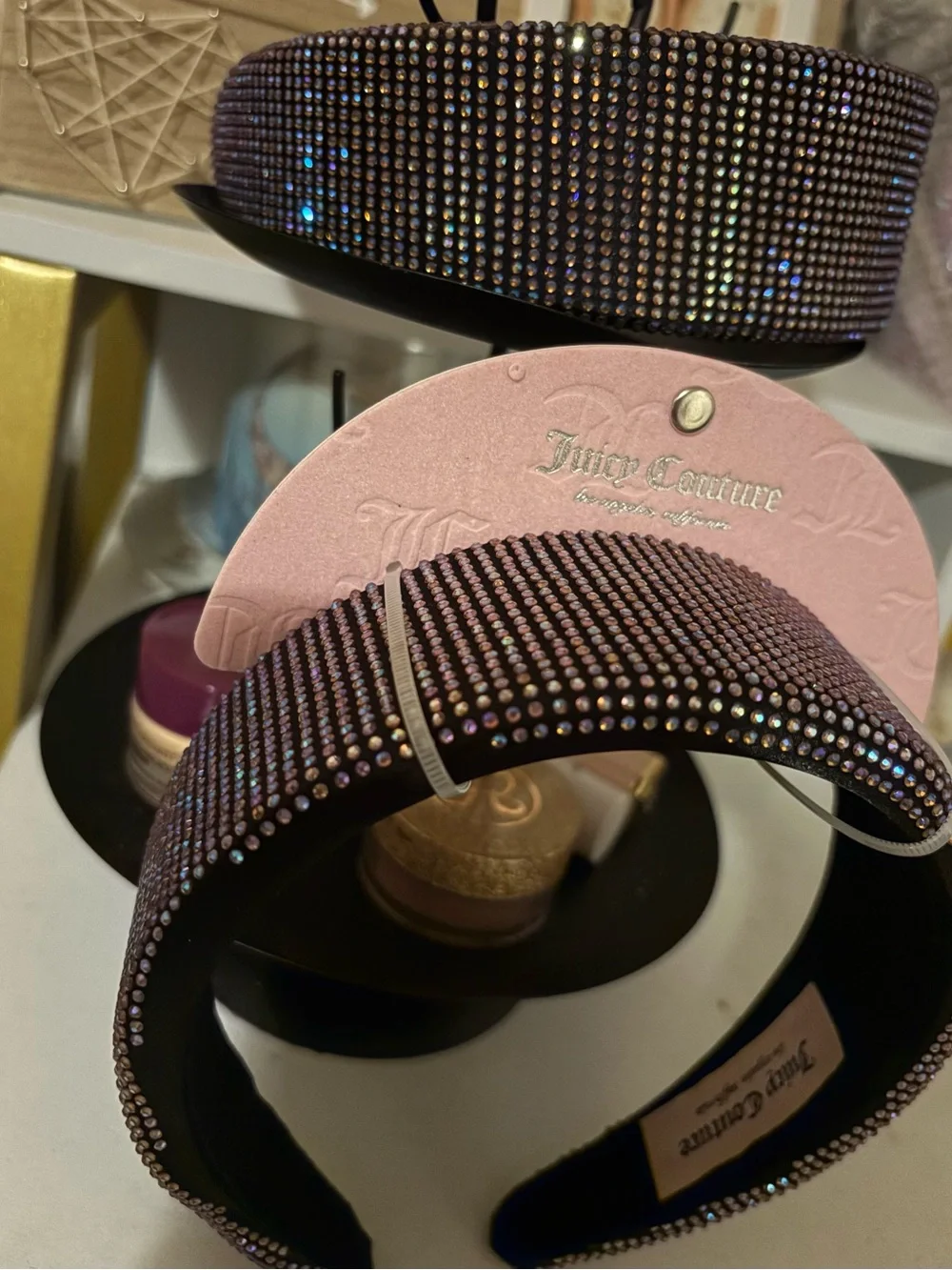 Juicy Couture Purple multi color Crystal Padded Headband